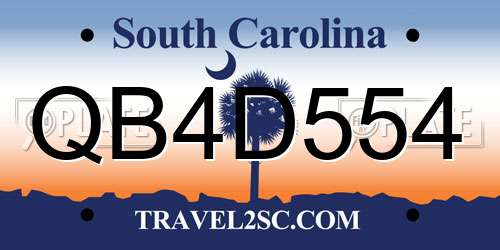 QB4D554 South Carolina License Plate