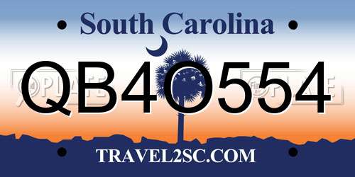 QB4O554 South Carolina License Plate