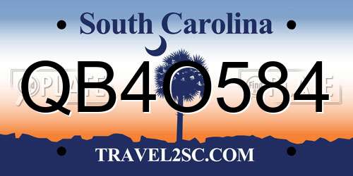 QB4O584 South Carolina License Plate