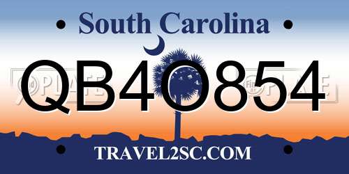 QB4O854 South Carolina License Plate