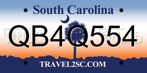 QB4Q554 South Carolina License Plate