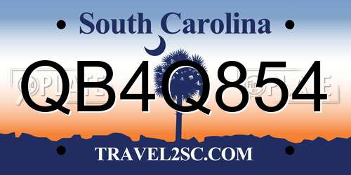 QB4Q854 South Carolina License Plate