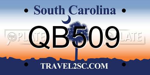 QB509 South Carolina License Plate
