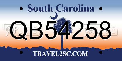 QB54258 South Carolina License Plate