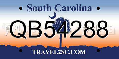 QB54288 South Carolina License Plate