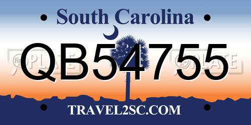 QB54755 South Carolina License Plate