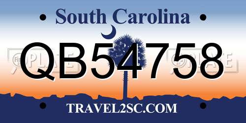 QB54758 South Carolina License Plate