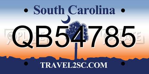 QB54785 South Carolina License Plate