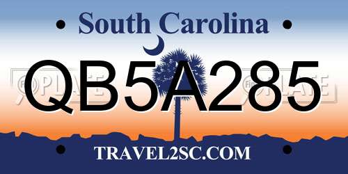 QB5A285 South Carolina License Plate