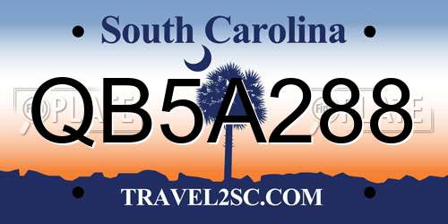 QB5A288 South Carolina License Plate