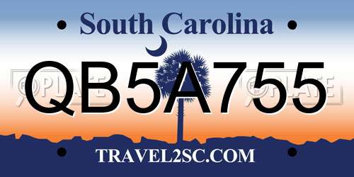 QB5A755 South Carolina License Plate