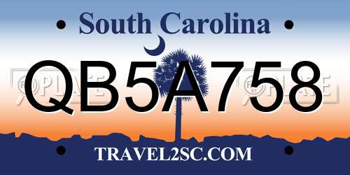QB5A758 South Carolina License Plate