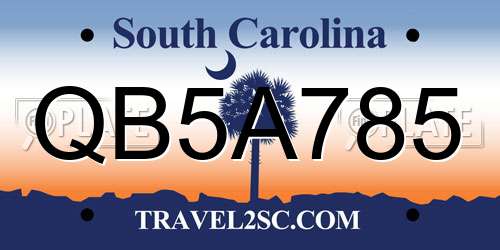 QB5A785 South Carolina License Plate