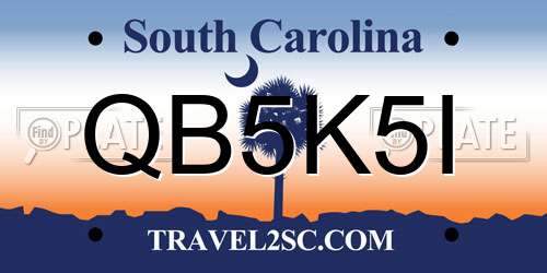 QB5K5I South Carolina License Plate