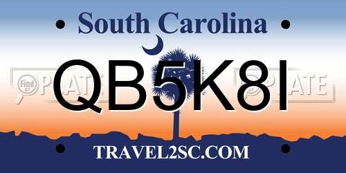 QB5K8I South Carolina License Plate