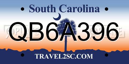 QB6A396 South Carolina License Plate