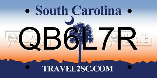 QB6L7R South Carolina License Plate