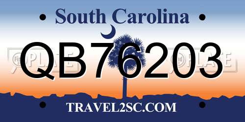 QB76203 South Carolina License Plate