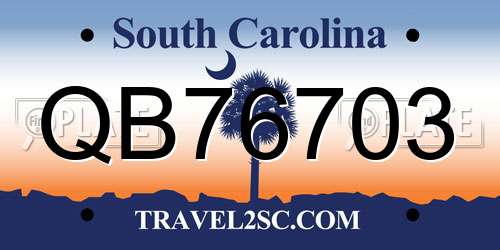 QB76703 South Carolina License Plate