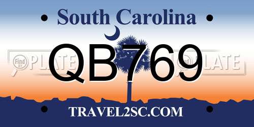QB769 South Carolina License Plate