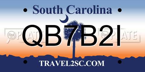 QB7B2I South Carolina License Plate