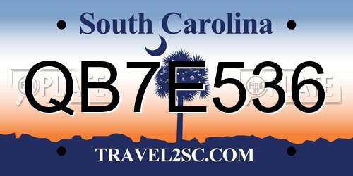 QB7E536 South Carolina License Plate