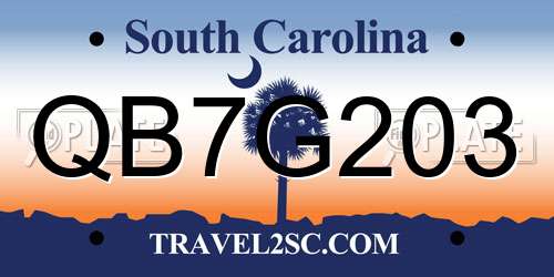 QB7G203 South Carolina License Plate