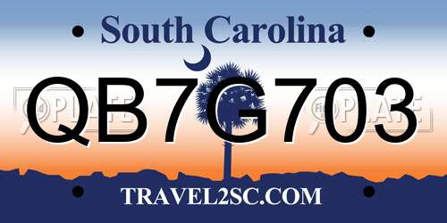 QB7G703 South Carolina License Plate