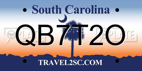QB7T2O South Carolina License Plate