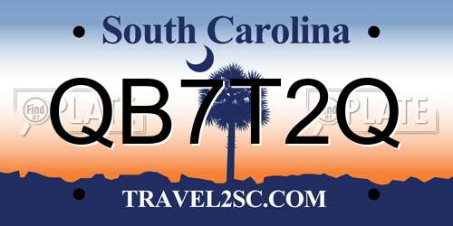 QB7T2Q South Carolina License Plate