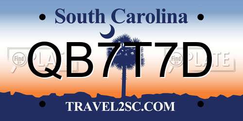 QB7T7D South Carolina License Plate
