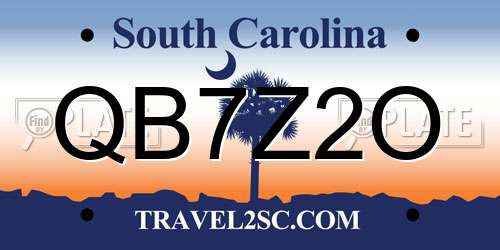 QB7Z2O South Carolina License Plate