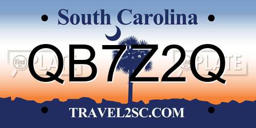 QB7Z2Q South Carolina License Plate