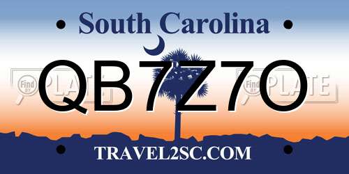 QB7Z7O South Carolina License Plate