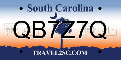 QB7Z7Q South Carolina License Plate