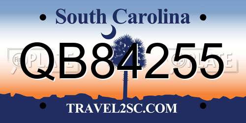 QB84255 South Carolina License Plate