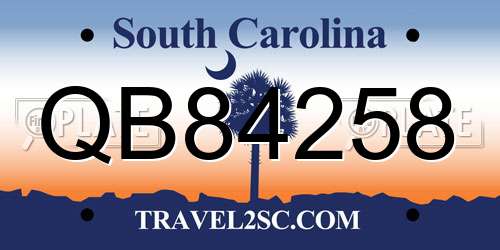 QB84258 South Carolina License Plate