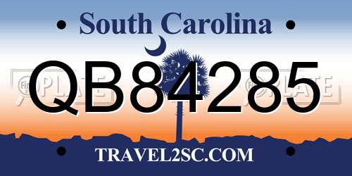 QB84285 South Carolina License Plate