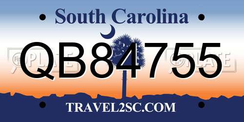QB84755 South Carolina License Plate