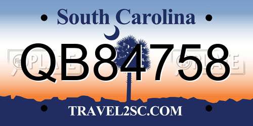 QB84758 South Carolina License Plate