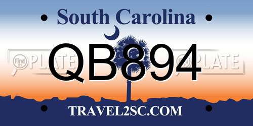 QB894 South Carolina License Plate