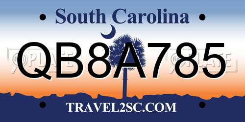 QB8A785 South Carolina License Plate