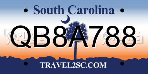 QB8A788 South Carolina License Plate