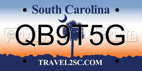 QB9T5G South Carolina License Plate