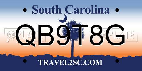 QB9T8G South Carolina License Plate