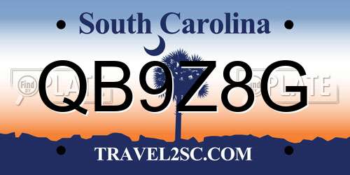 QB9Z8G South Carolina License Plate