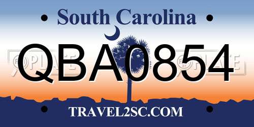 QBA0854 South Carolina License Plate