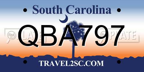 QBA797 South Carolina License Plate