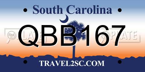 QBB167 South Carolina License Plate