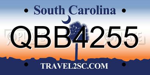 QBB4255 South Carolina License Plate